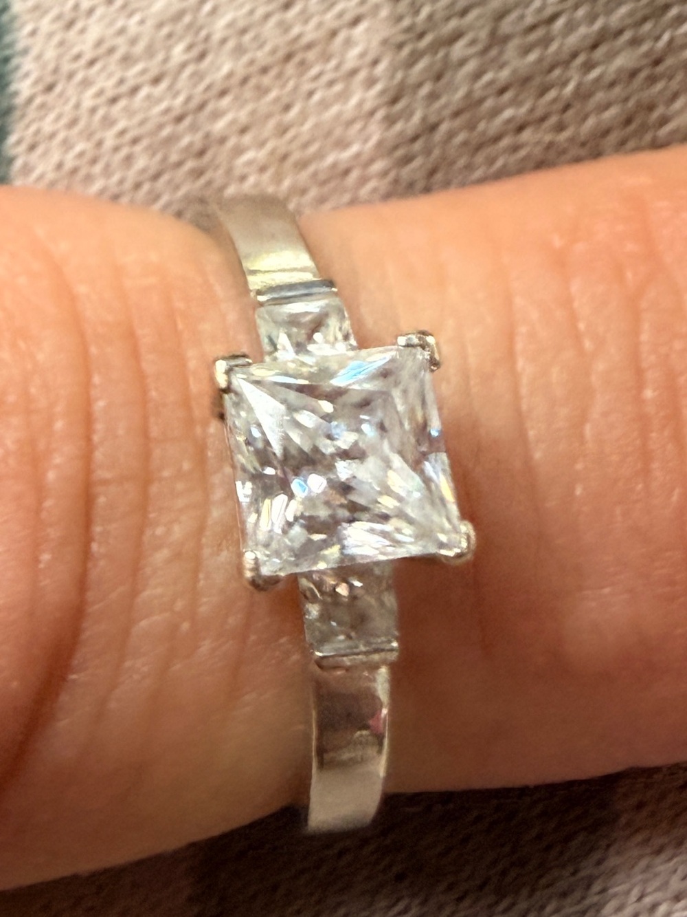 Princess Cut Solitaire Engagement Ring 10KT White Gold Sz6